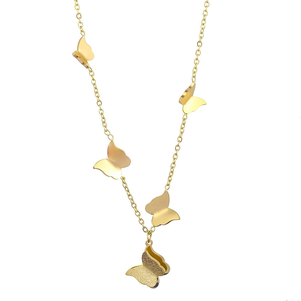 18K gold plated Stainless steel Butterflies necklace, Intensity