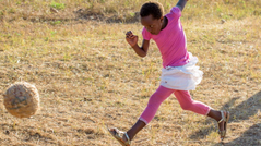 Make a homemade football.  World Vision. 
