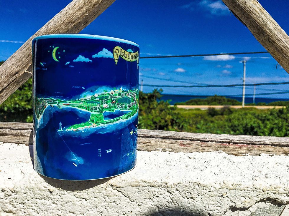Thumbnail: White glossy mug with Map Isla Mujeres Print