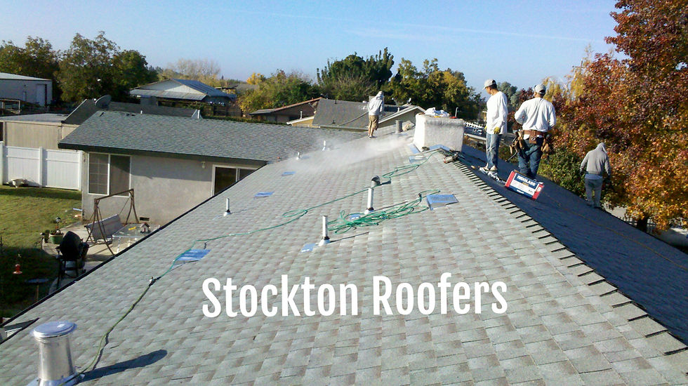 Roofers in Stockton CA installing a new roof.