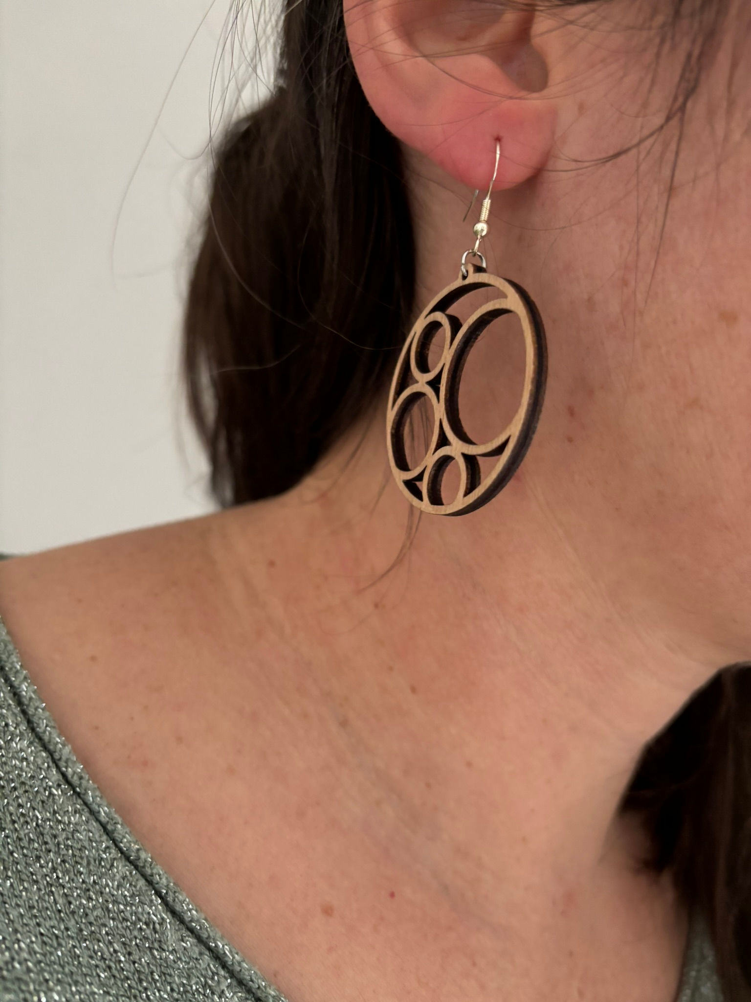 Paire de boucles d'oreilles en bois "Bulles"