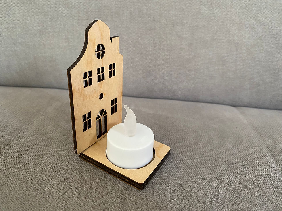 Miniature : Photophore maison de Noël en bois