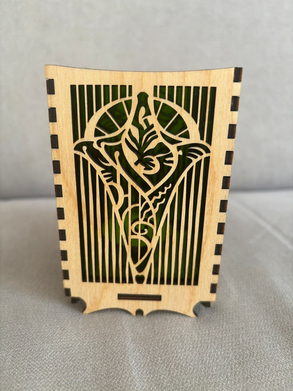 Miniature : Photophore en bois et verre
