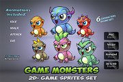 6 Monsters Game Sprites Set