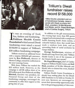 Trillium's Diwali fundraiser raises $158,000 - Desi News Dec 2004