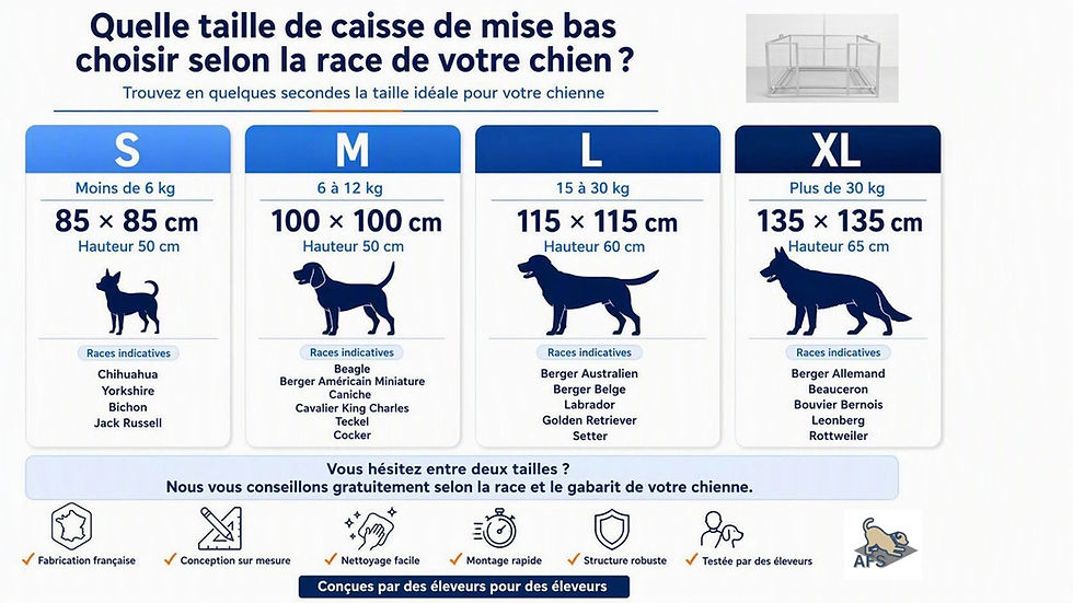 Quelle taille de caisse de mise bas choisir selon la race de votre chien ?