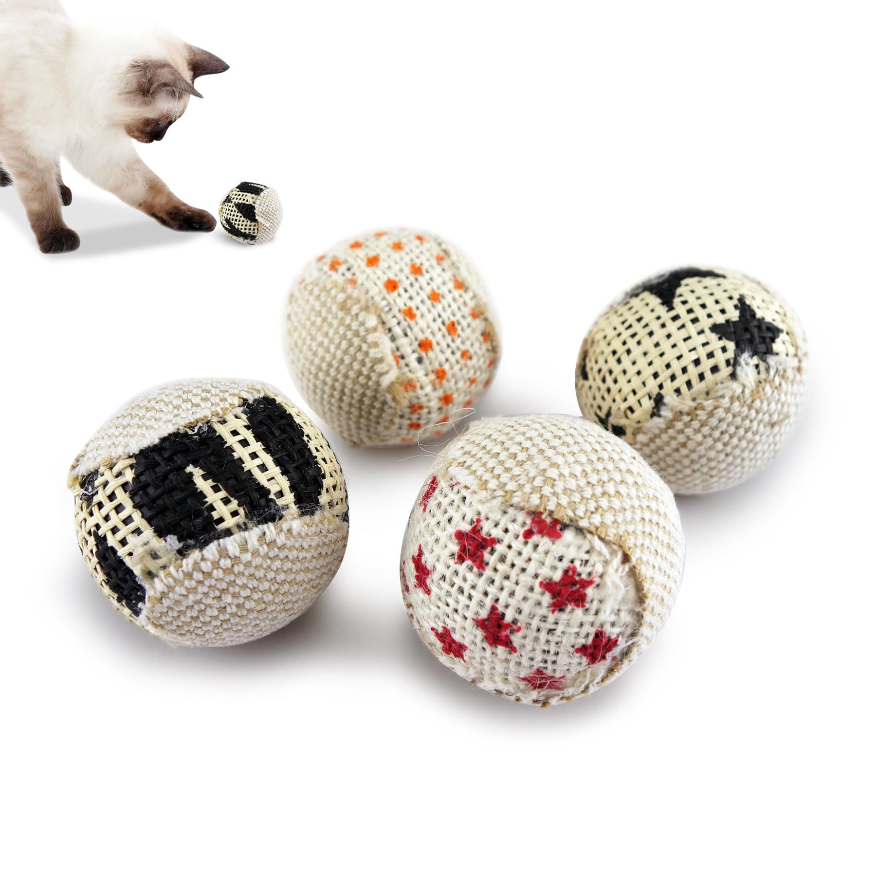 TTcat Canvas Cat Toys Balls Cat Toys for Indoor Cats Interactive Cat Chew Toys f