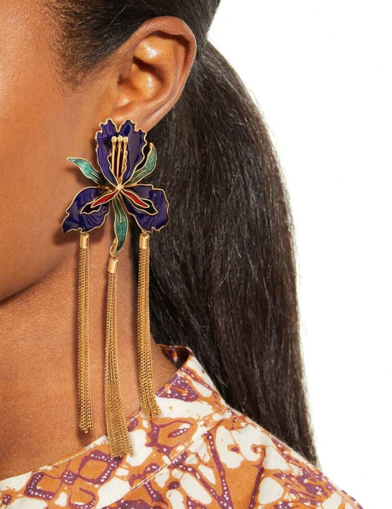 Boucles d’oreilles IRIS or-bleu fonce