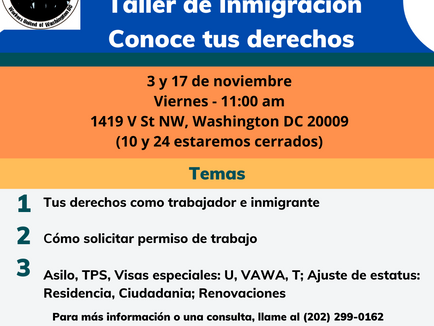 Talleres de inmigración en Noviembre