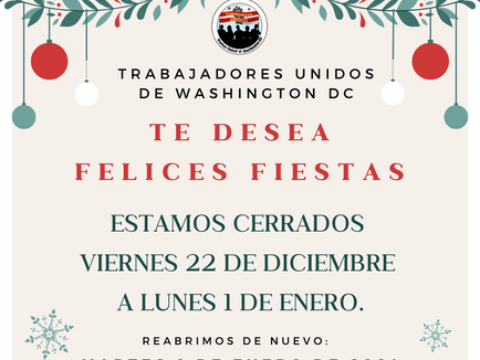 Horario de los feriados de fin de año