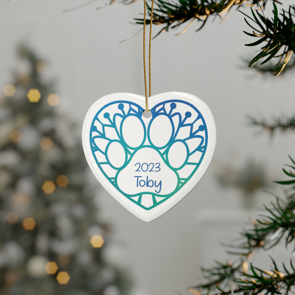 Thumbnail: Personalized Dog Paw Heart Shaped Ceramic Ornaments (1pcs, 5pcs, 10pcs, 20pcs)