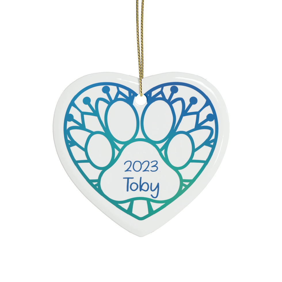 Thumbnail: Personalized Dog Paw Heart Shaped Ceramic Ornaments (1pcs, 5pcs, 10pcs, 20pcs)