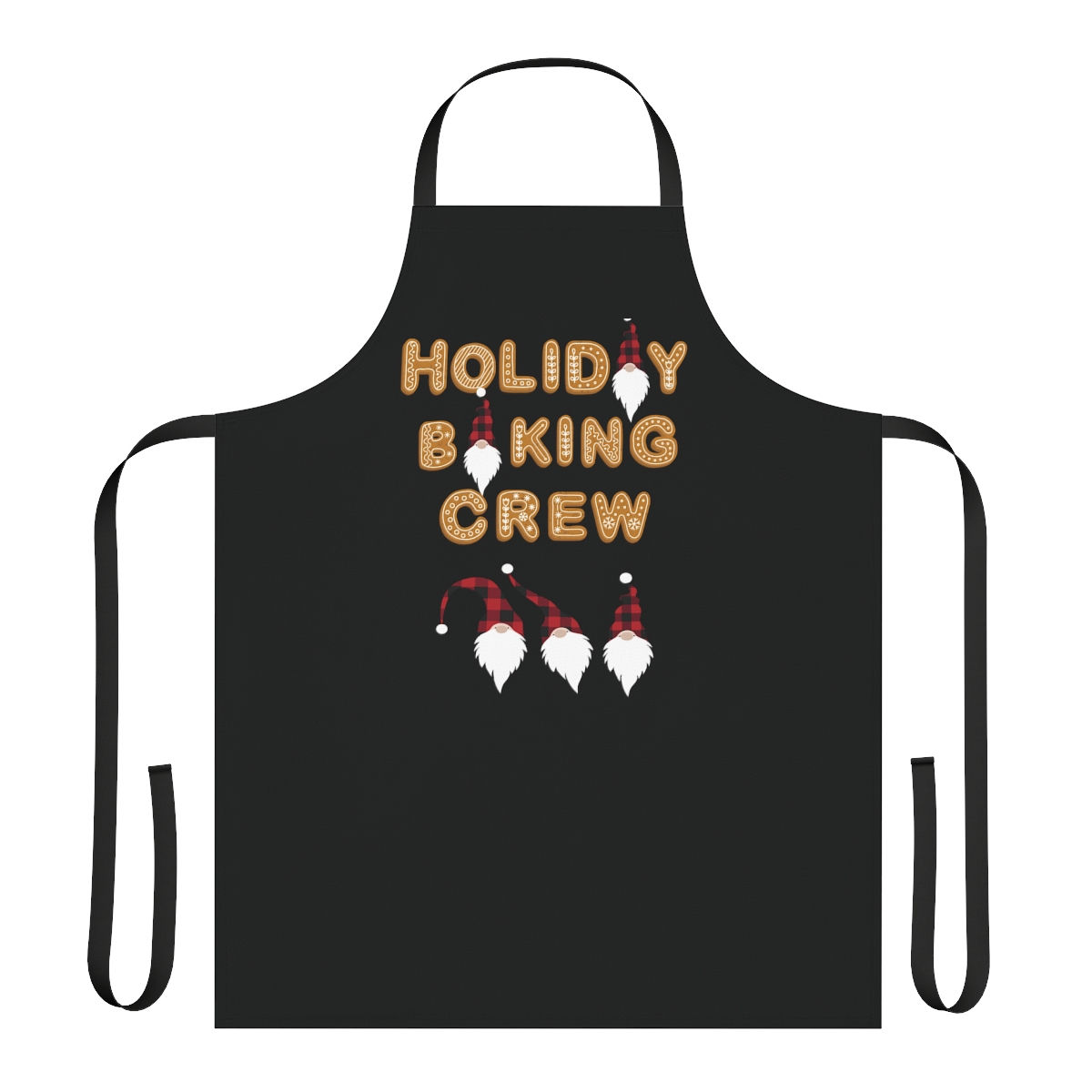 Holiday Baking Crew Apron With Gingerbread Cookies and Gnomes