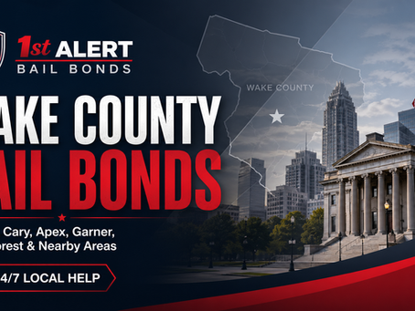 Wake County bail bonds visual for 1st Alert Bail Bonds serving Raleigh NC and surrounding Wake County communities.