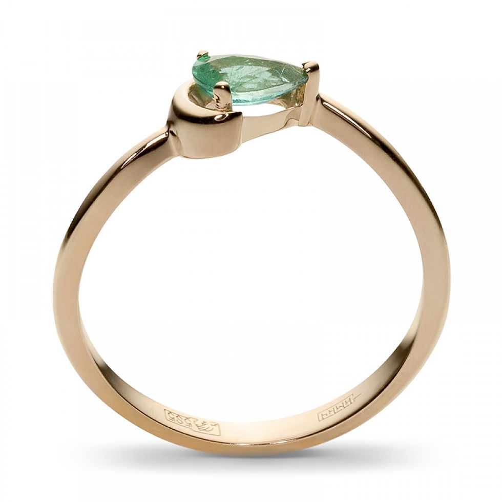 Miniaturbild: Bague en Or Rose 14K avec Émeraude