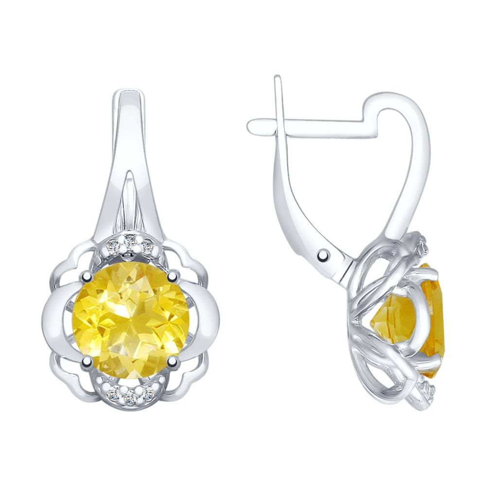Boucles d'oreilles en Argent 925 avec Citrines et Zirconia