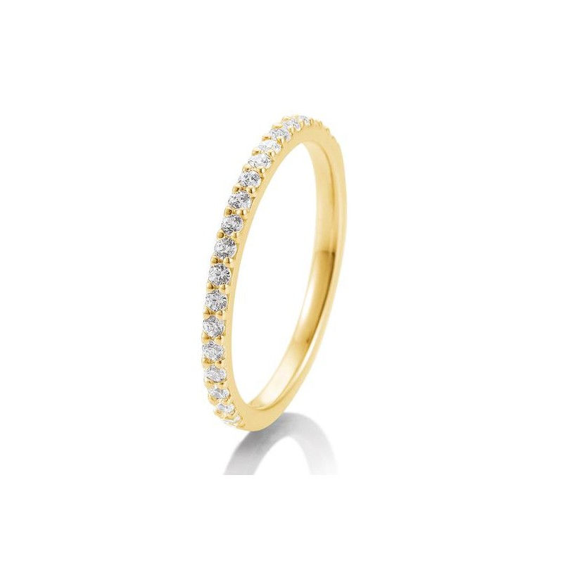 Bague en Or Jaune 14K avec Diamants