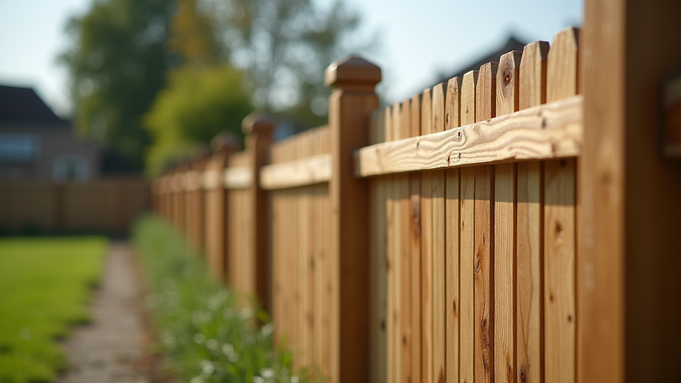 Eye-level view of a wooden fence installation on a residential property