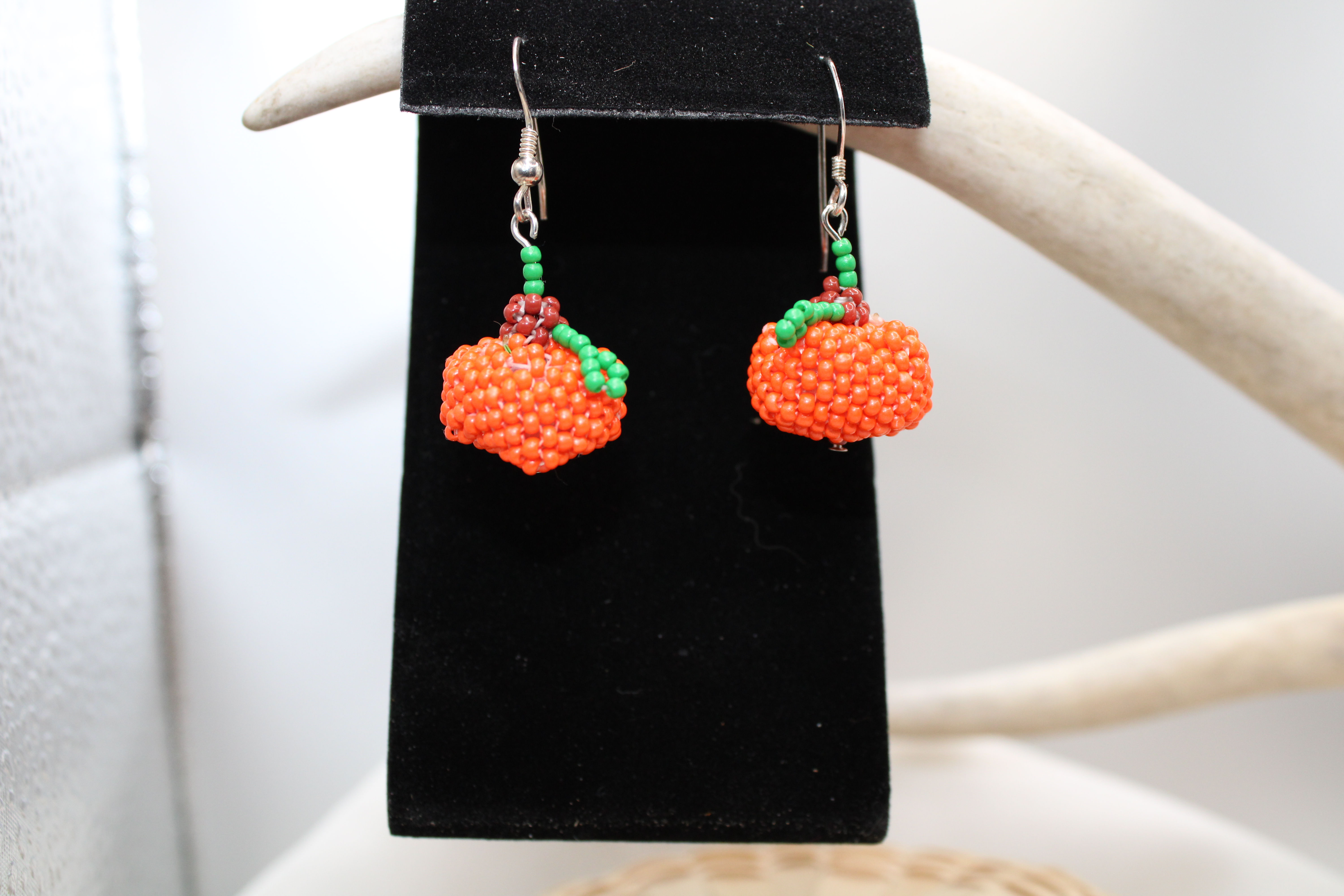 Beaded pumpkin earrings