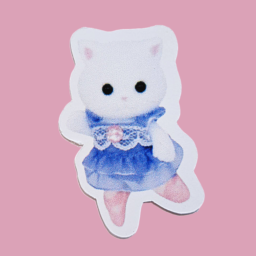 adesivo gato de vestido e sapatilha sylvanian families