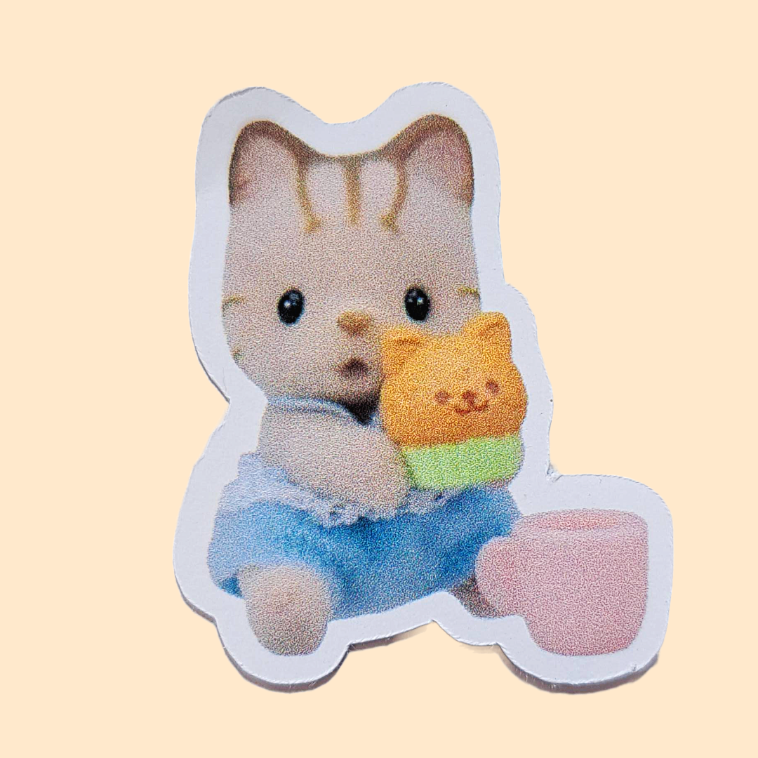 adesivo gato malhado cupcake sylvanian families