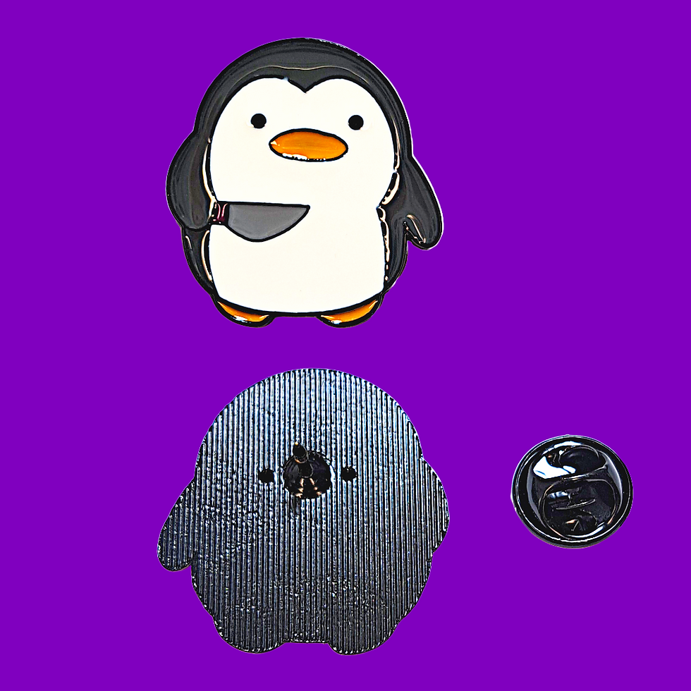 pin de pinguim com faca