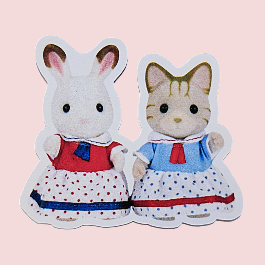 adesivo coelho e gato sylvanian families