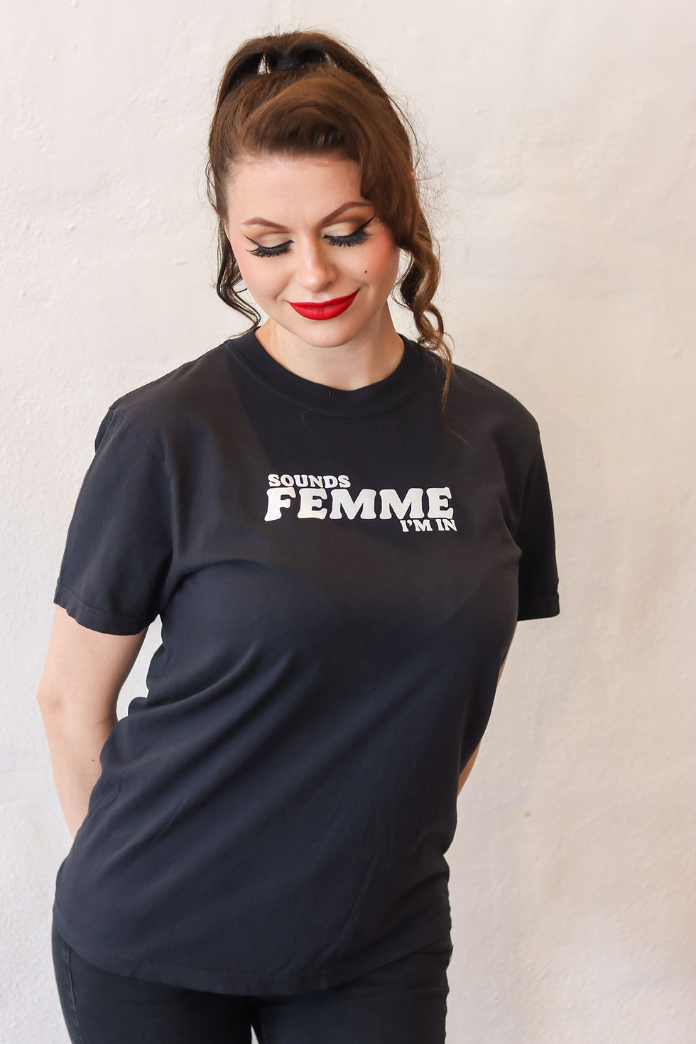 Thumbnail: Black with White "Sounds Femme I'm In" Tee