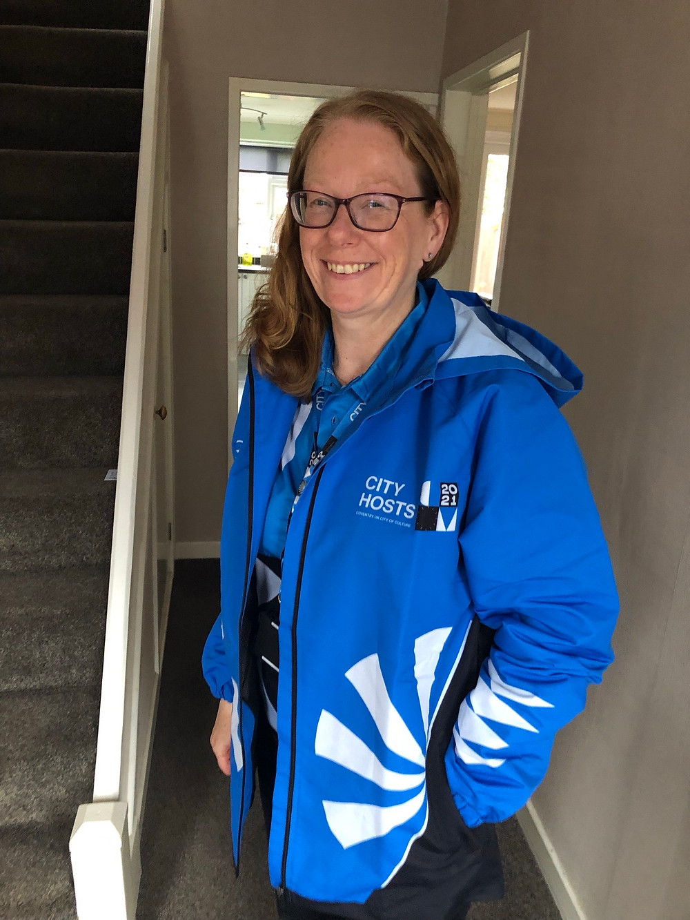 Jo in her City Hosts Uniform