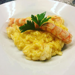 Risoto de aboborá com camarão