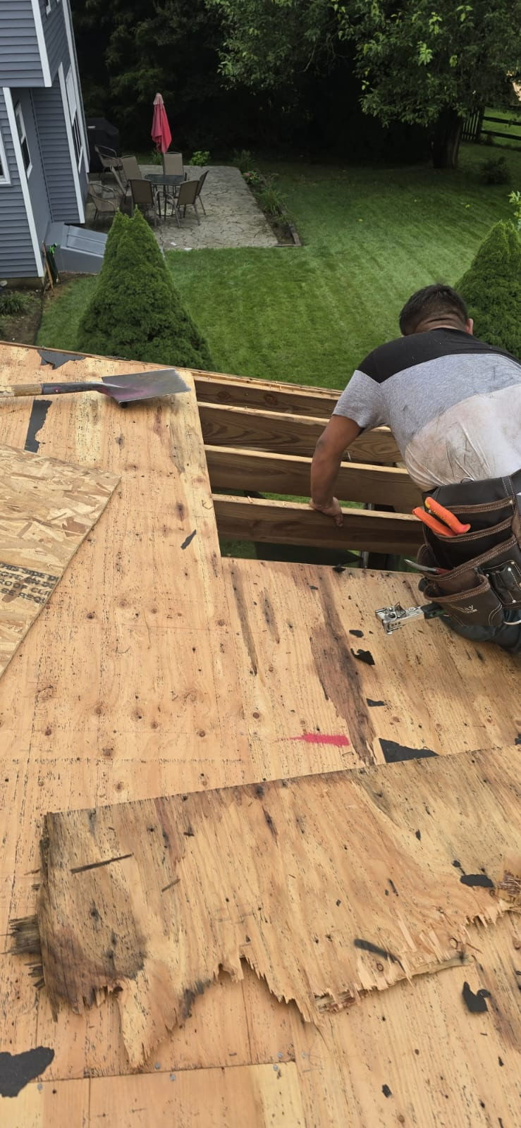 Replacing the roof means replacing all damaged or rotted wood as well. If not, the shingles will not be fastened sufficiently.