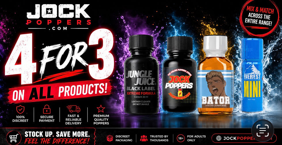 4 for 3 on all products at jockpoppers.com