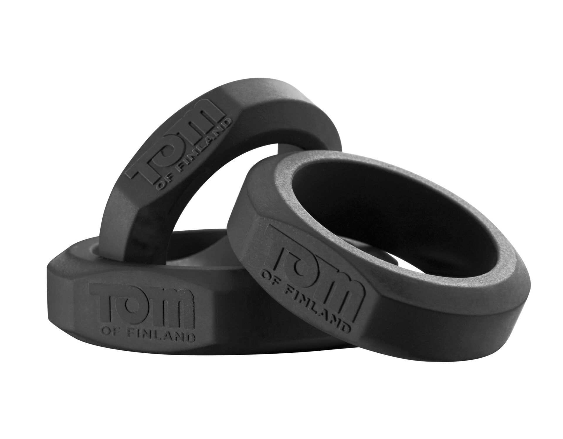Tom of Finland - 3 Piece Silicone Cock Ring Set -Black