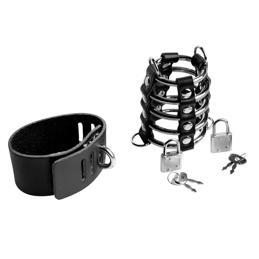 Thumbnail: Strict 5 Ring Chastity Device With Cock And Ball Strap
