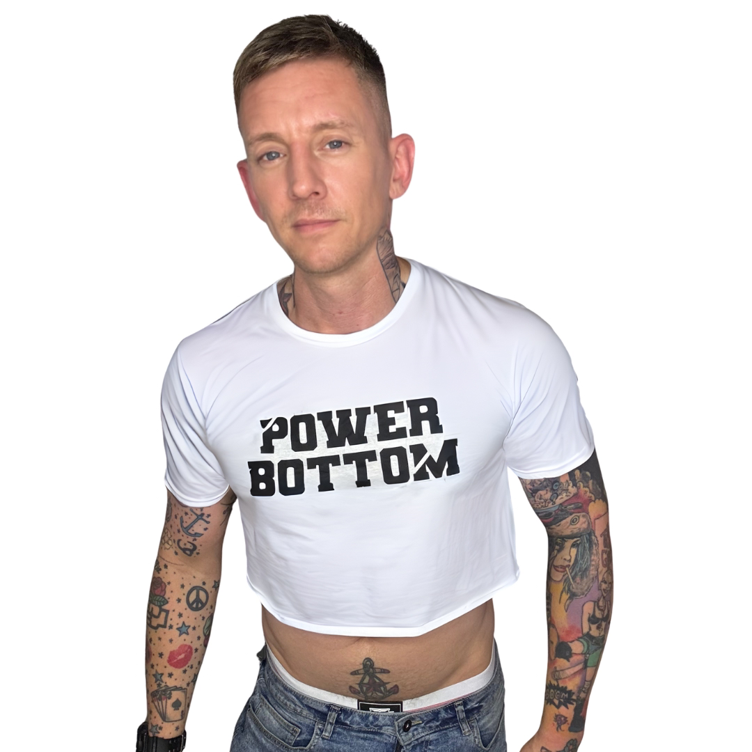 POWER BOTTOM printed JOCK Tribe Crop