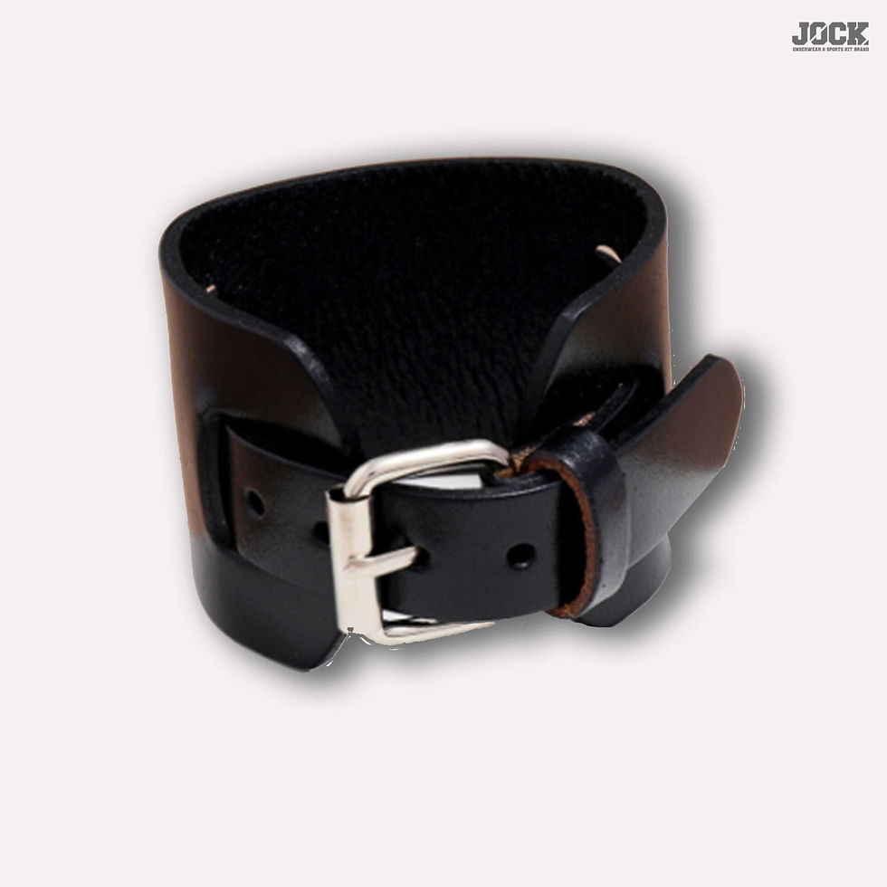 Thumbnail: Leather Wide Wrap Bracelet/Cuff - Black