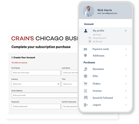 Crains Chicago Business Enhanced experience to to allow users to easily navigate site and provide a self serve experience 