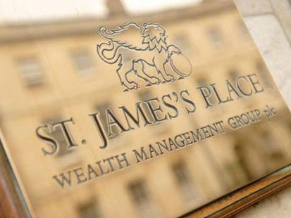 A plaque showing the logo of wealth manager St James Place