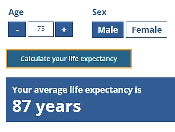 ONS life expectancy for a 75 year old male.