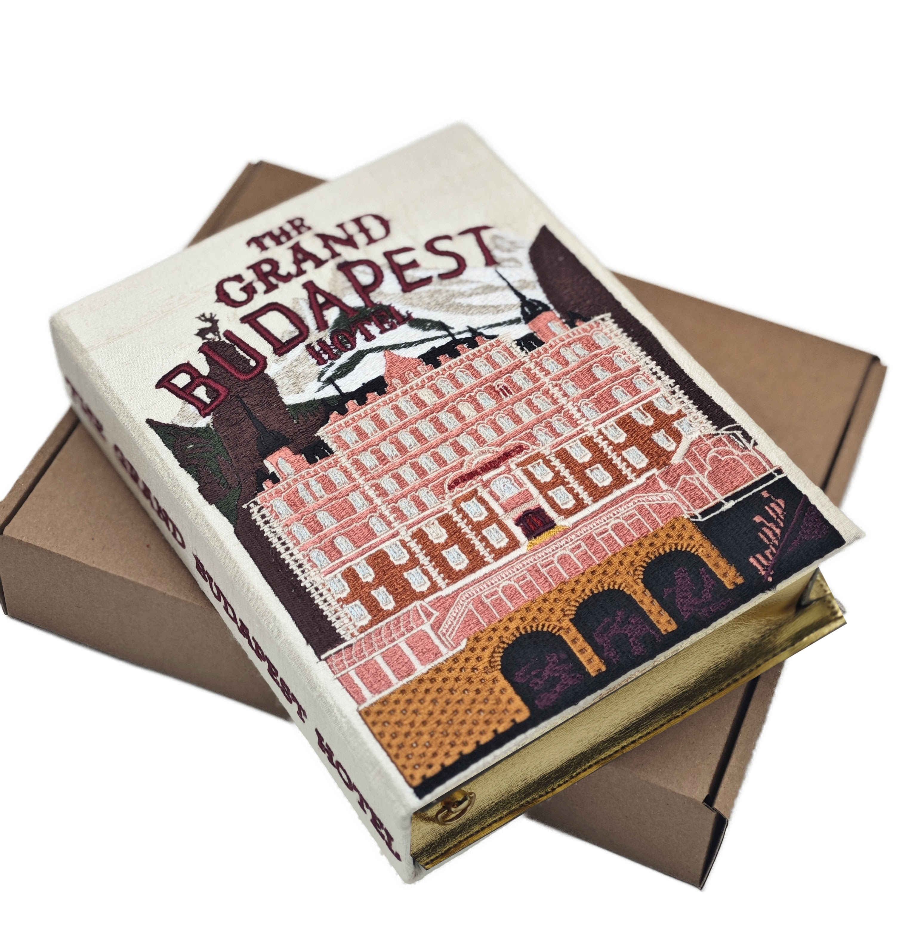 Custom Personalized Embroidered Wedding Book Bag Clutch Grand Hotel Budapest