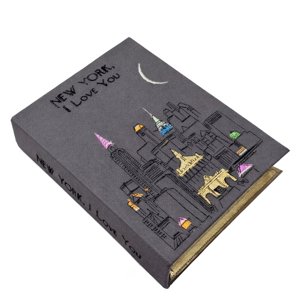 Custom Personalized Embroidered Book Bag Clutch Purse New York, I Love You