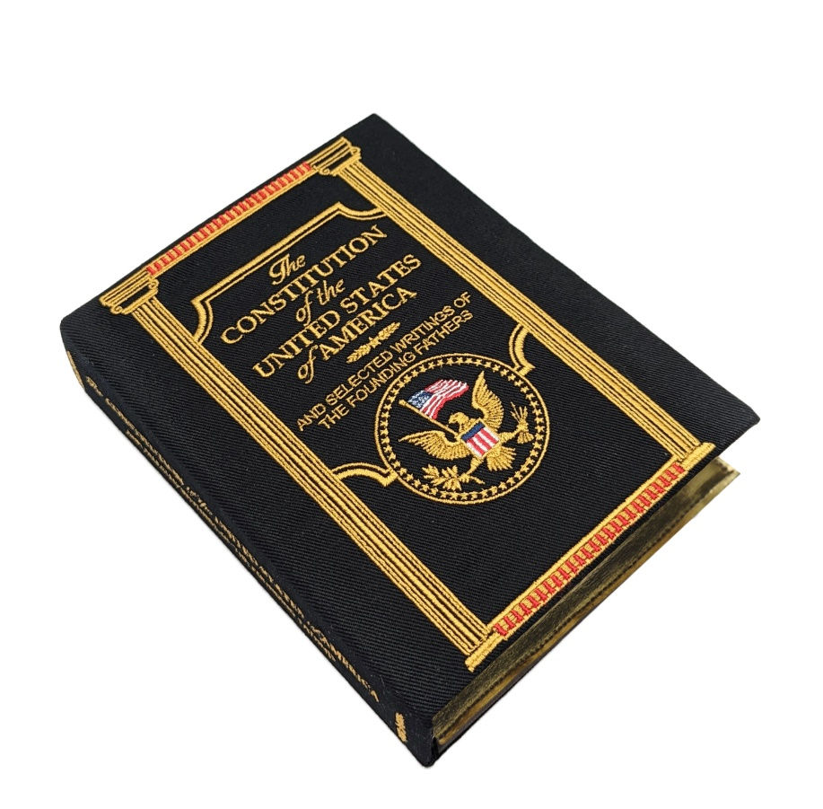 Custom Personalized Embroidered Book Clutch Purse Constitution of the USA