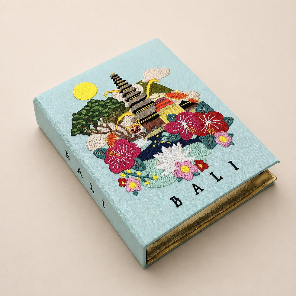 Thumbnail: Bali Embroidered Book Bag Clutch Keepsake Box