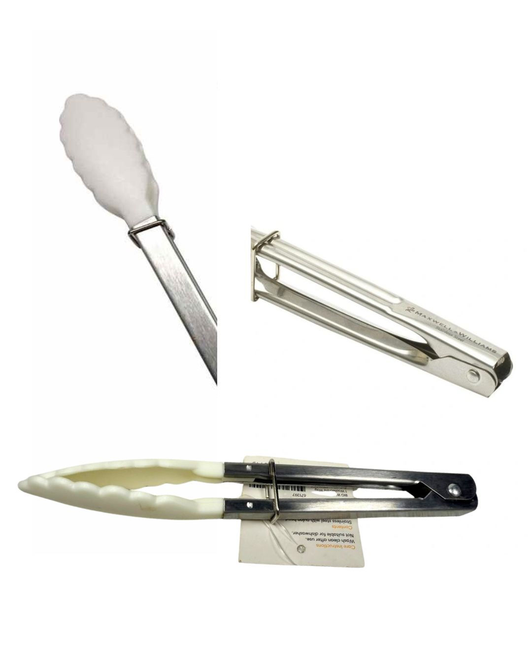 Nylon Headed Small Tongs - White