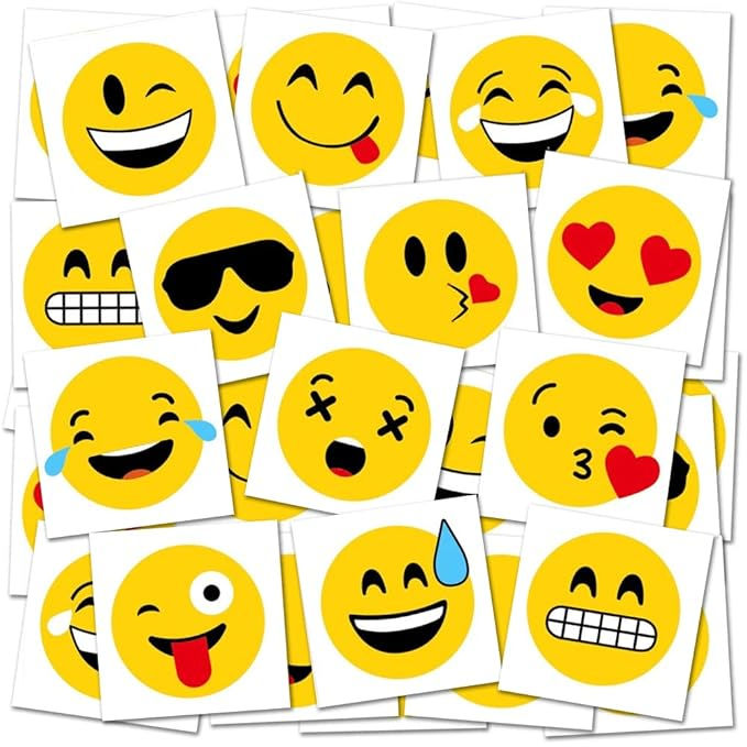 EmojisTemporary Tattoos for Kids - Assorted Pack of 12