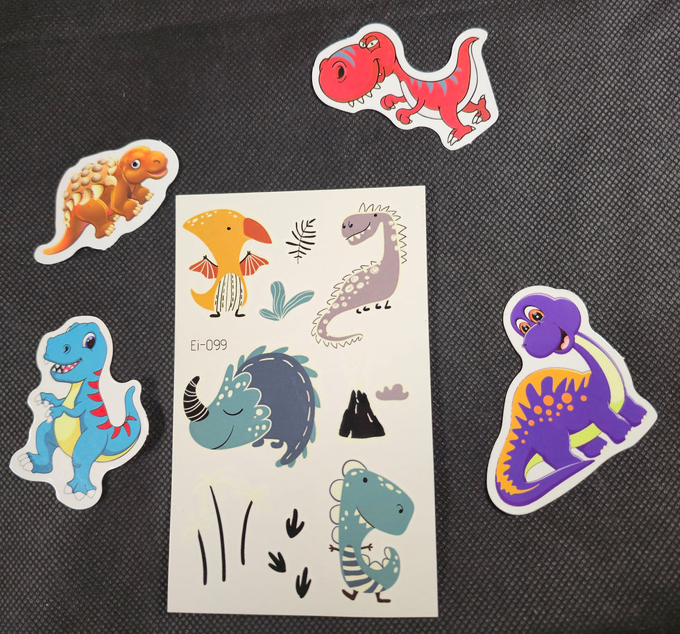Thumbnail: Dino Treats Bundle - Stickers and Glow-in-the-Dark temporary tattoos