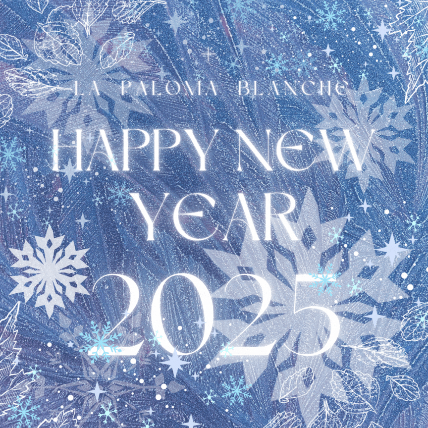 A frosty & snowy Happy New Year 2025, a Creation 2D animated card by Stephanie Carraro.