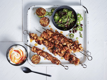 Cayenne Chicken Skewers with Black Bean Salsa