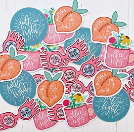 Hand Lettered Vinyl Stickers for laptops, water bottles, and more
