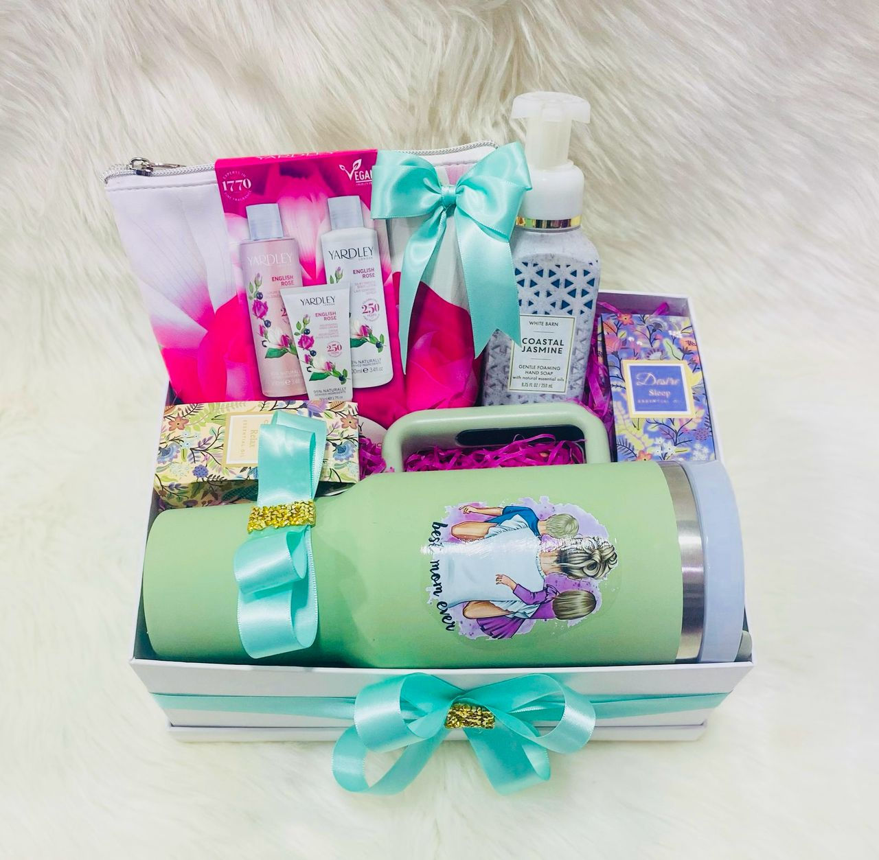 Pamper body hand scented oils and tumbler package for Mum